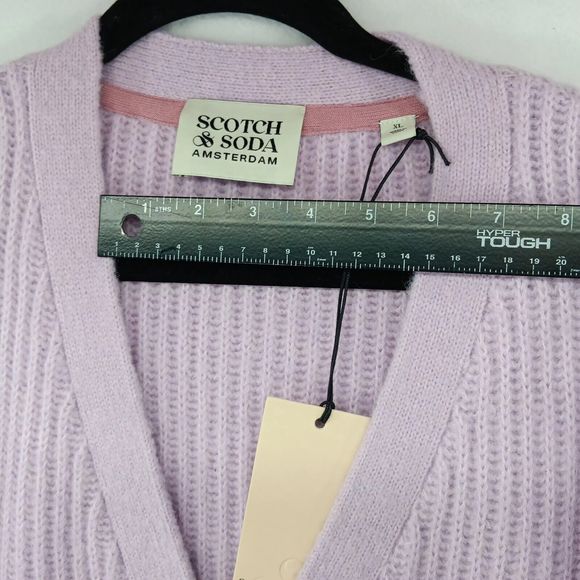 NWT & Bag Scotch & Soda $178.00 MSRP Fuzzy Kniited Cardigan Size XL Soft Orchid - Picture 9 of 16